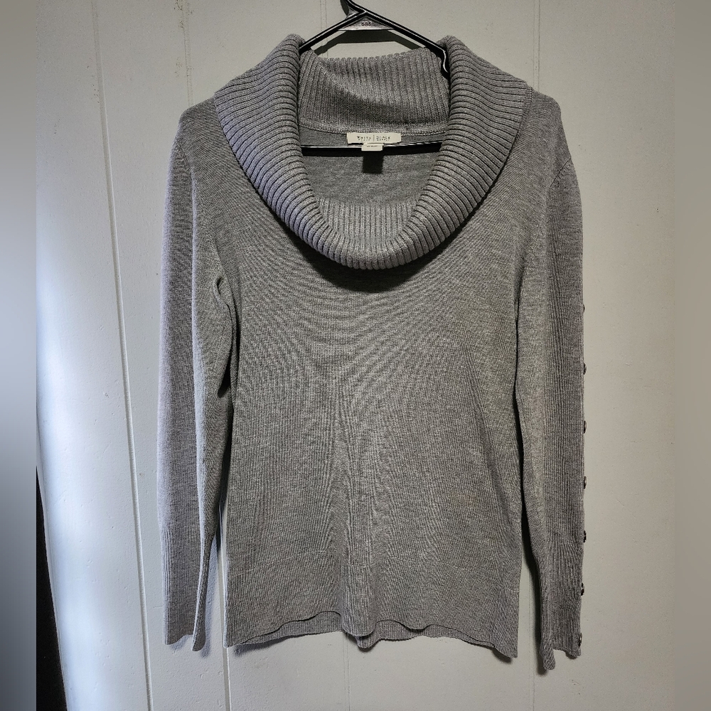 White House Black Market Classy Grey Cowl TurtleNeck Sweater - Picture 6 of 14
